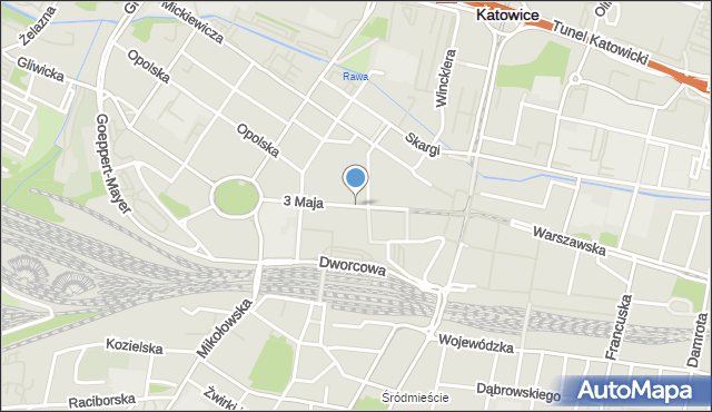 Katowice, 3 Maja, mapa Katowic