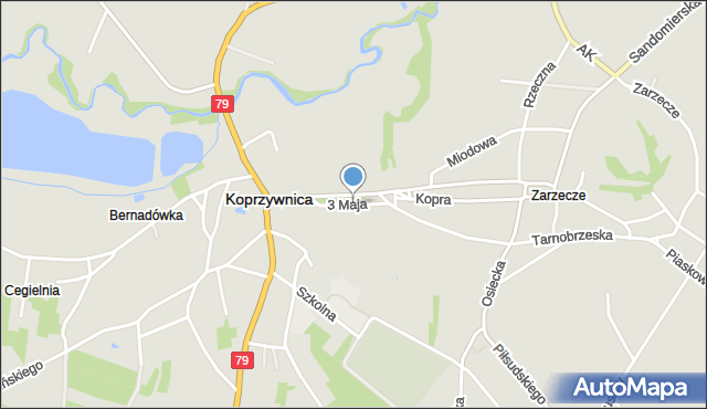 Koprzywnica powiat sandomierski, 3 Maja, mapa Koprzywnica powiat sandomierski