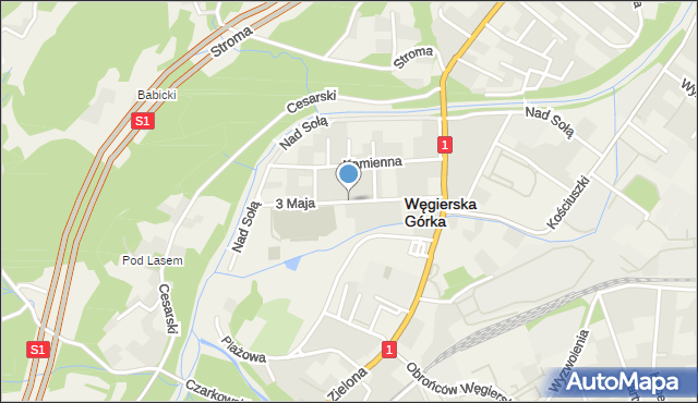 Węgierska Górka, 3 Maja, mapa Węgierska Górka