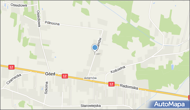 Gózd powiat radomski, Adamów, mapa Gózd powiat radomski