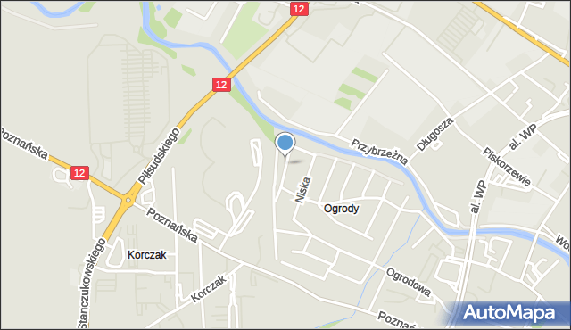 Kalisz, Agrestowa, mapa Kalisza