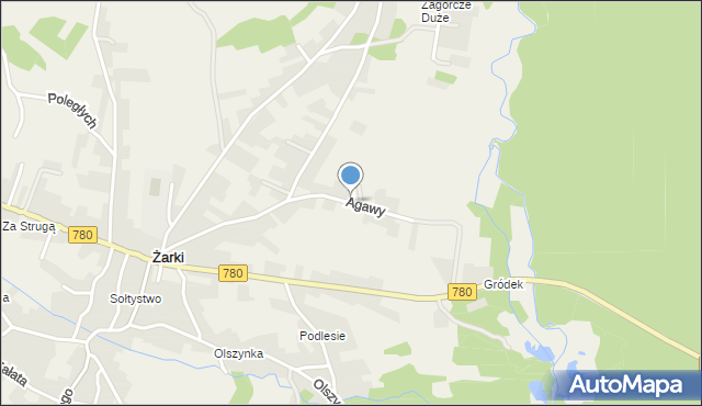Żarki gmina Libiąż, Agawy, mapa Żarki gmina Libiąż