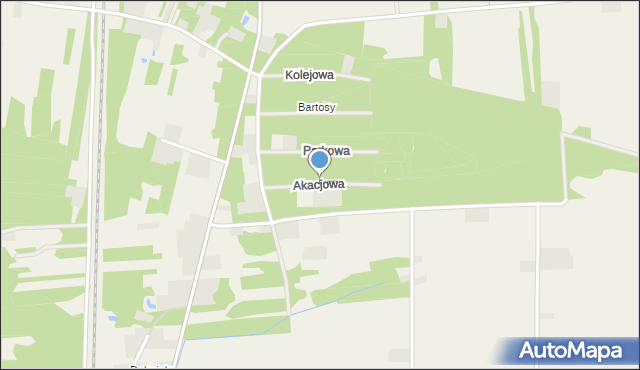 Bartodzieje gmina Jastrzębia, Akacjowa, mapa Bartodzieje gmina Jastrzębia