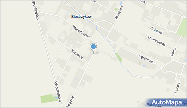 Biestrzyków, Akacjowa, mapa Biestrzyków