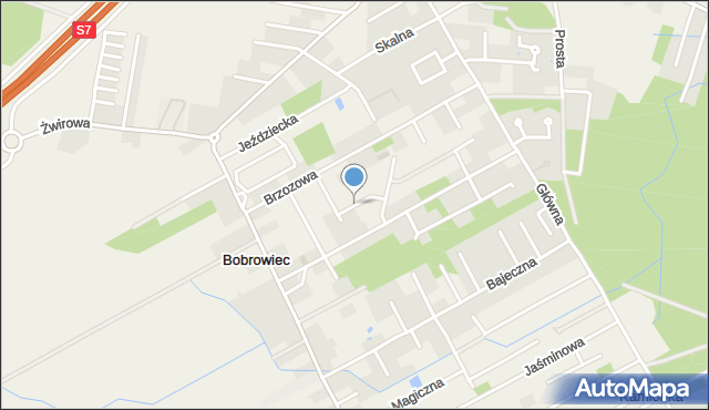 Bobrowiec gmina Piaseczno, Aksamitna, mapa Bobrowiec gmina Piaseczno