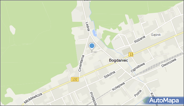 Bogdaniec powiat gorzowski, Akacjowa, mapa Bogdaniec powiat gorzowski