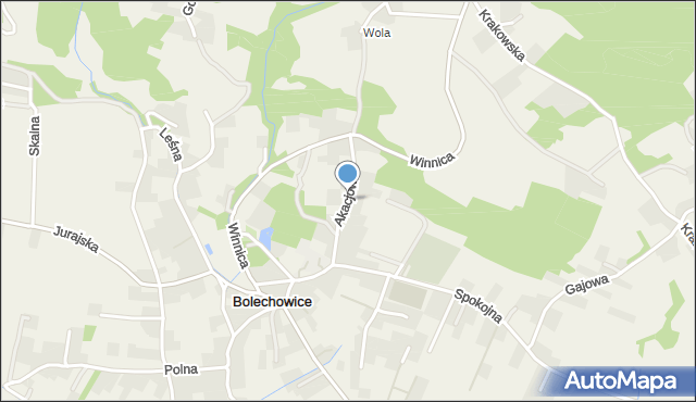 Bolechowice gmina Zabierzów, Akacjowa, mapa Bolechowice gmina Zabierzów