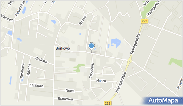 Borkowo gmina Pruszcz Gdański, Akacjowa, mapa Borkowo gmina Pruszcz Gdański