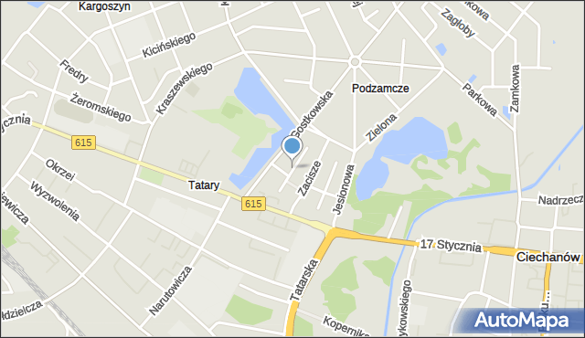 Ciechanów, Akacjowa, mapa Ciechanów