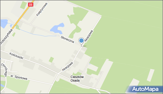 Cieszków, Akacjowa, mapa Cieszków