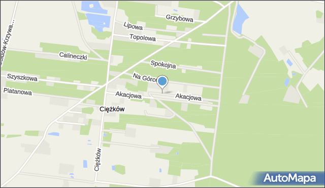 Ciężków gmina Aleksandrów Łódzki, Akacjowa, mapa Ciężków gmina Aleksandrów Łódzki
