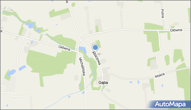 Gąba, Akacjowa, mapa Gąba