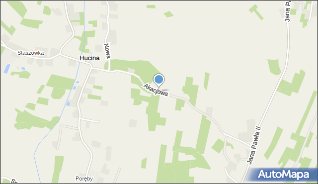 Hucina, Akacjowa, mapa Hucina