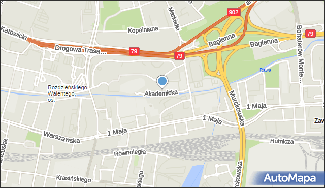 Katowice, Akademicka, mapa Katowic