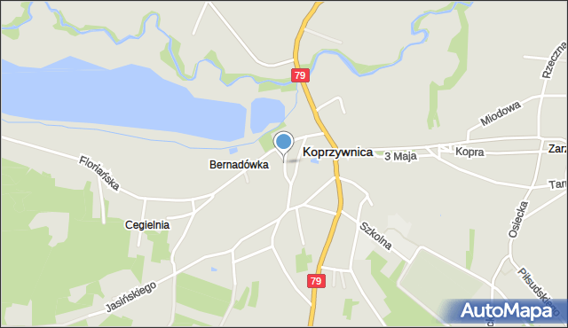 Koprzywnica powiat sandomierski, Akacjowa, mapa Koprzywnica powiat sandomierski