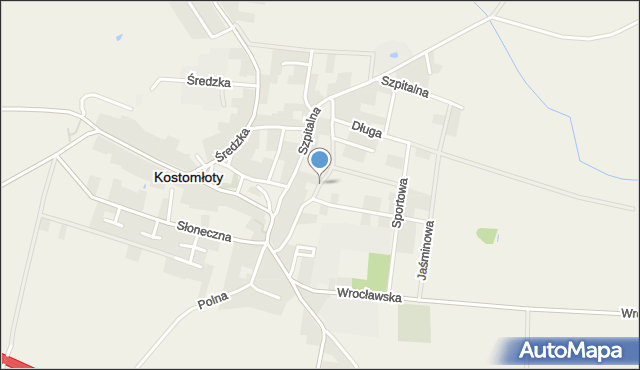 Kostomłoty powiat średzki, Akacjowa, mapa Kostomłoty powiat średzki