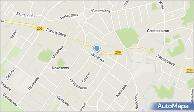 Koszalin, Akacjowa, mapa Koszalina