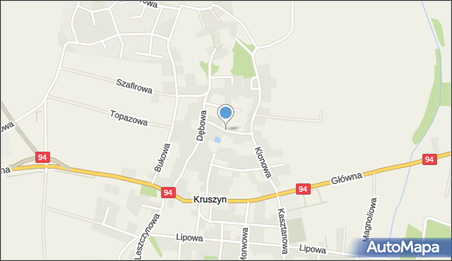 Kruszyn gmina Bolesławiec, Akacjowa, mapa Kruszyn gmina Bolesławiec