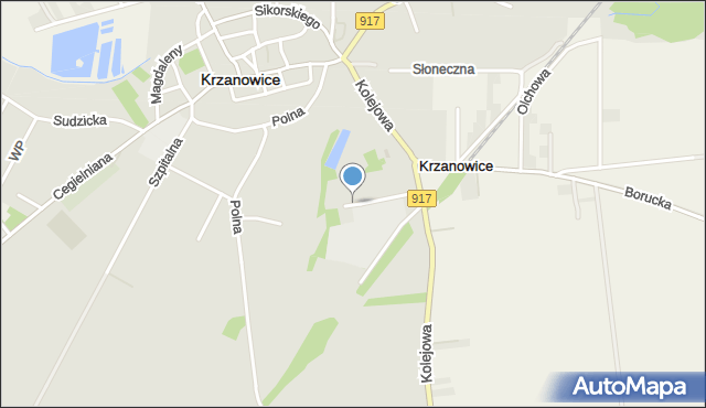 Krzanowice powiat raciborski, Akacjowa, mapa Krzanowice powiat raciborski