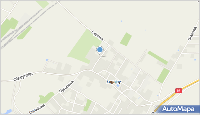 Łęgajny, Akacjowa, mapa Łęgajny