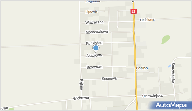 Łosino, Akacjowa, mapa Łosino