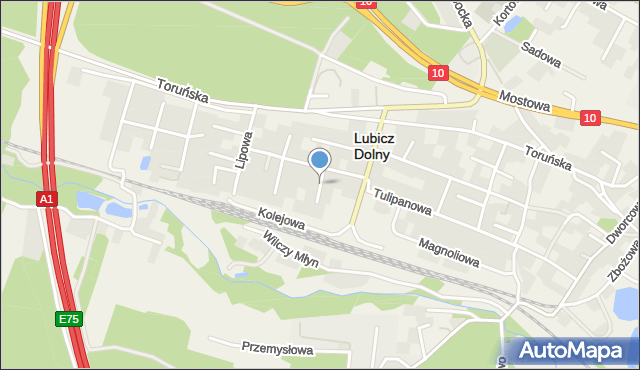 Lubicz Dolny, Akacjowa, mapa Lubicz Dolny