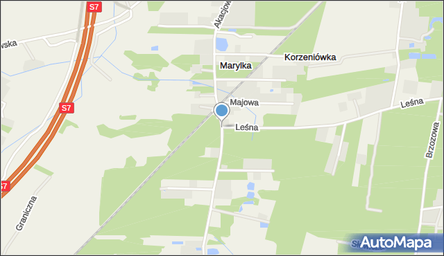 Marylka, Akacjowa, mapa Marylka