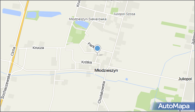 Młodzieszyn, Akacjowa, mapa Młodzieszyn