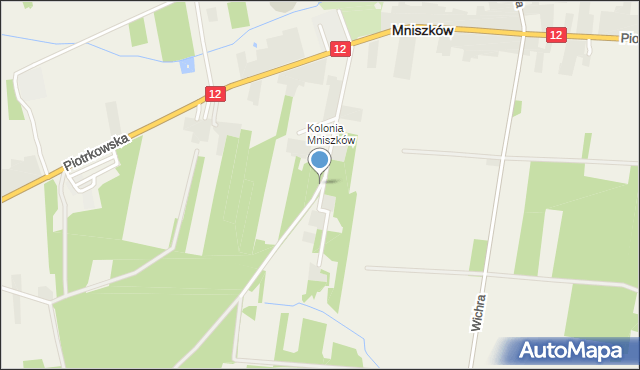 Mniszków powiat opoczyński, Akacjowa, mapa Mniszków powiat opoczyński