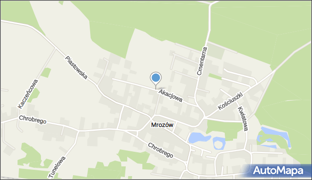 Mrozów, Akacjowa, mapa Mrozów