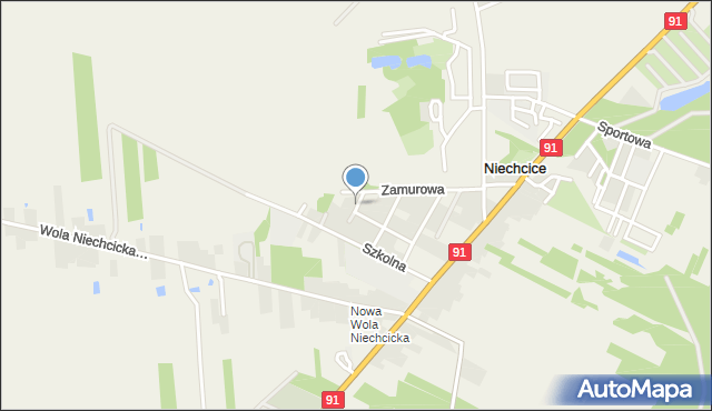 Niechcice, Akacjowa, mapa Niechcice