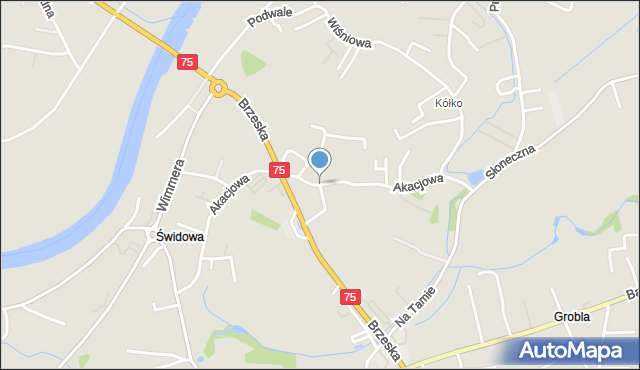 Niepołomice, Akacjowa, mapa Niepołomice