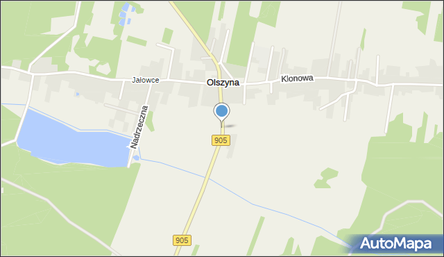 Olszyna gmina Herby, Akacjowa, mapa Olszyna gmina Herby