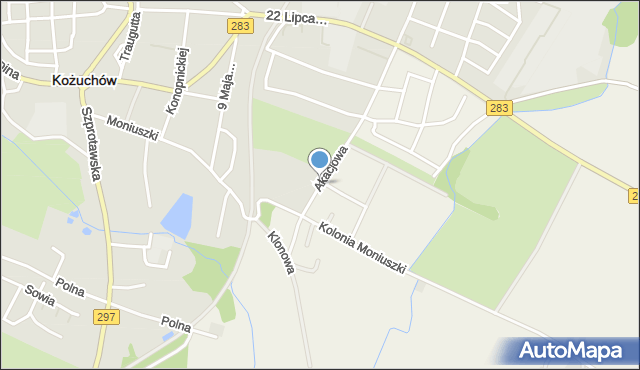 Podbrzezie Dolne, Akacjowa, mapa Podbrzezie Dolne