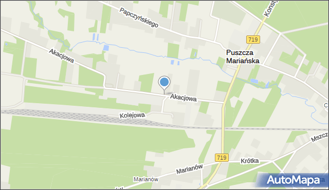 Puszcza Mariańska, Akacjowa, mapa Puszcza Mariańska