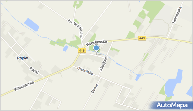 Rojów, Akacjowa, mapa Rojów