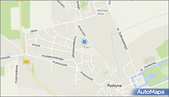 Rydzyna powiat leszczyński, Akacjowa, mapa Rydzyna powiat leszczyński