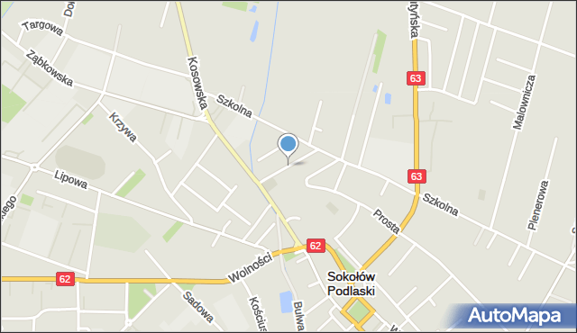 Sokołów Podlaski, Akacjowa, mapa Sokołów Podlaski