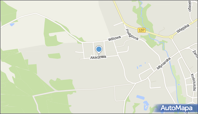 Sulęcin, Akacjowa, mapa Sulęcin