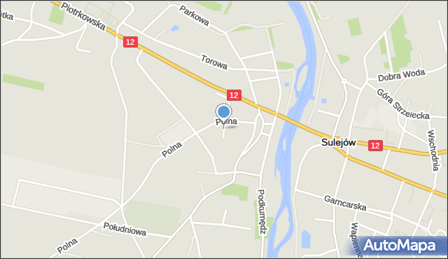 Sulejów powiat piotrkowski, Akacjowa, mapa Sulejów powiat piotrkowski