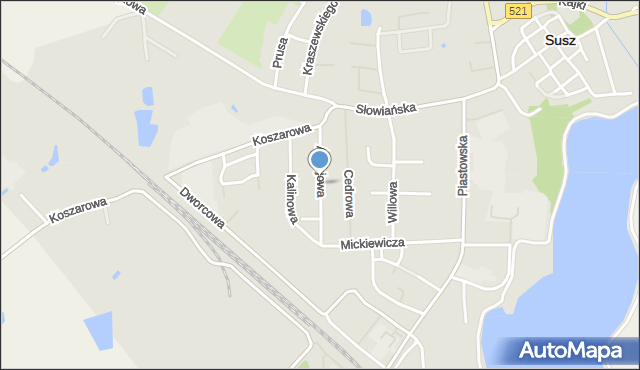 Susz, Akacjowa, mapa Susz
