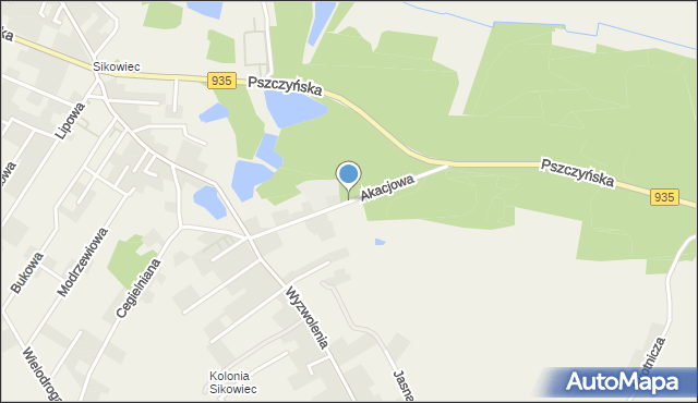 Suszec powiat pszczyński, Akacjowa, mapa Suszec powiat pszczyński