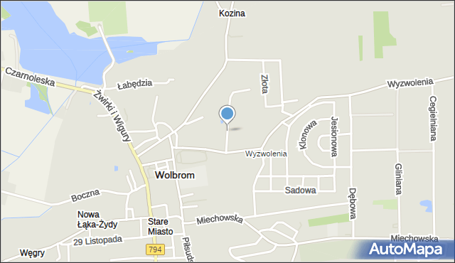 Wolbrom, Akacjowa, mapa Wolbrom