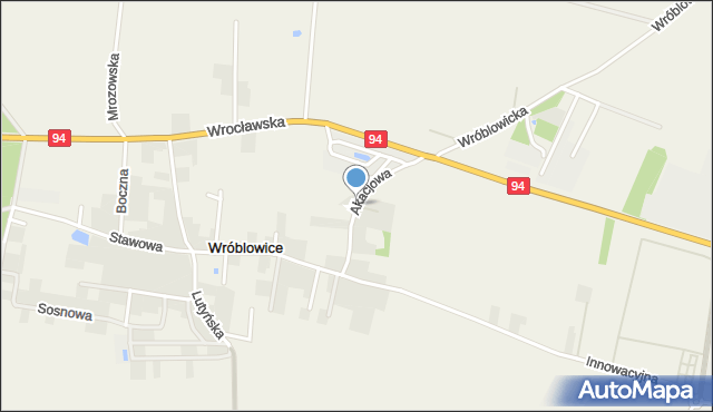 Wróblowice gmina Miękinia, Akacjowa, mapa Wróblowice gmina Miękinia