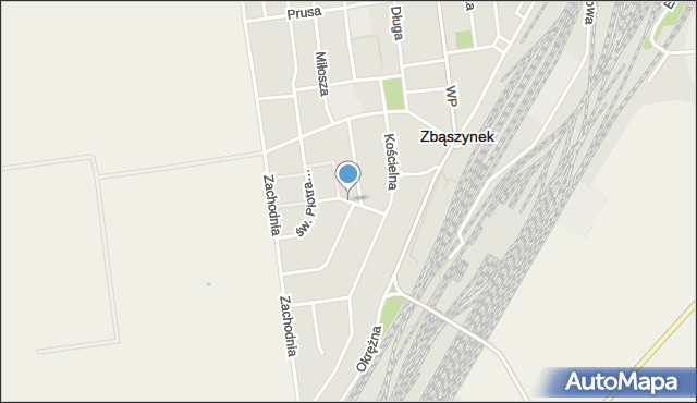 Zbąszynek, Akacjowa, mapa Zbąszynek