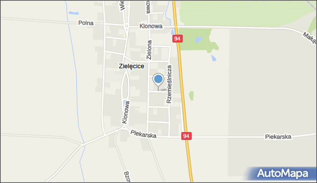 Zielęcice gmina Skarbimierz, Akacjowa, mapa Zielęcice gmina Skarbimierz