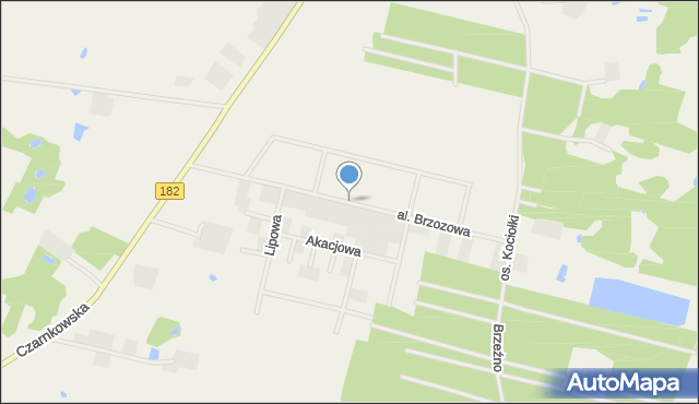 Brzeźno gmina Czarnków, Aleja Brzozowa, mapa Brzeźno gmina Czarnków