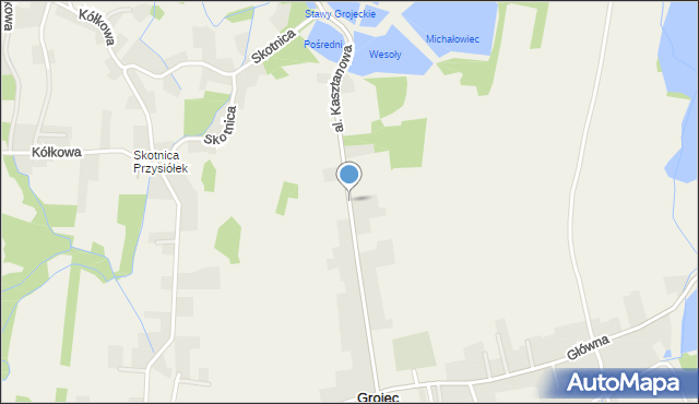 Grojec gmina Oświęcim, Aleja Kasztanowa, mapa Grojec gmina Oświęcim