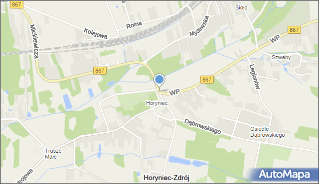 Horyniec-Zdrój, Aleja Przyjaźni, mapa Horyniec-Zdrój