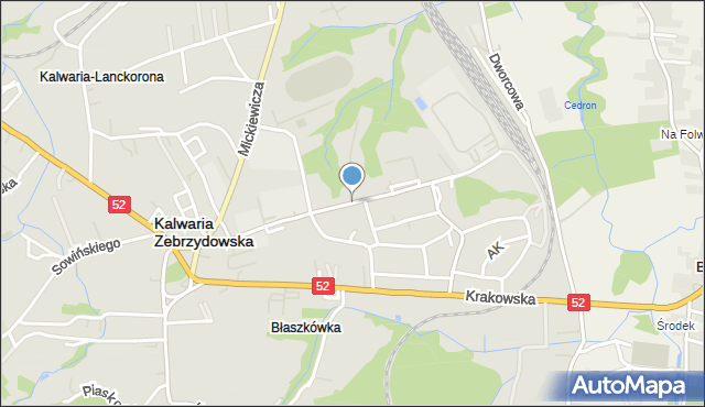 Kalwaria Zebrzydowska, Aleja Jana Pawła II, mapa Kalwaria Zebrzydowska